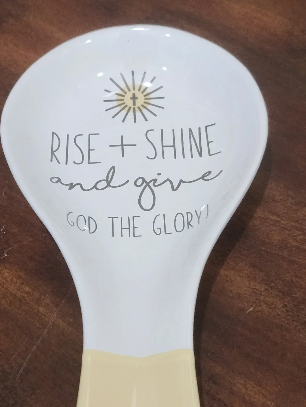 Rise & Shine and Give God the Glory Ceramic Spoon Rest Christian Home Decor
